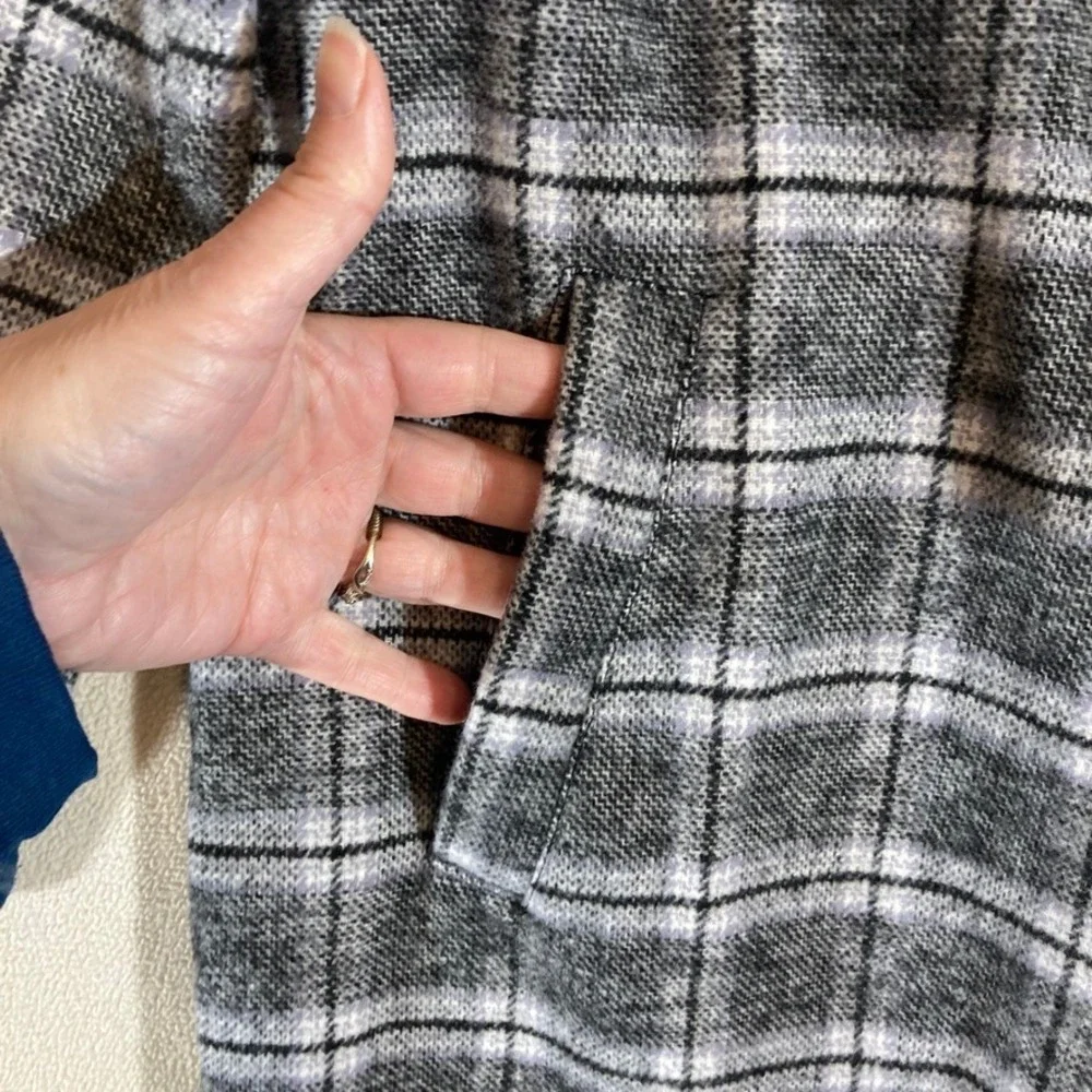 Evereve North Coast Coat Sz S Black/White Plaid‎ Wool Blend Professional Career